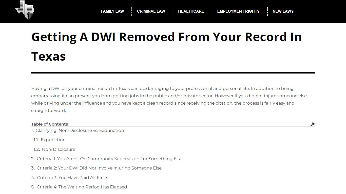 Getting A DWI Removed From Your Record In Texas